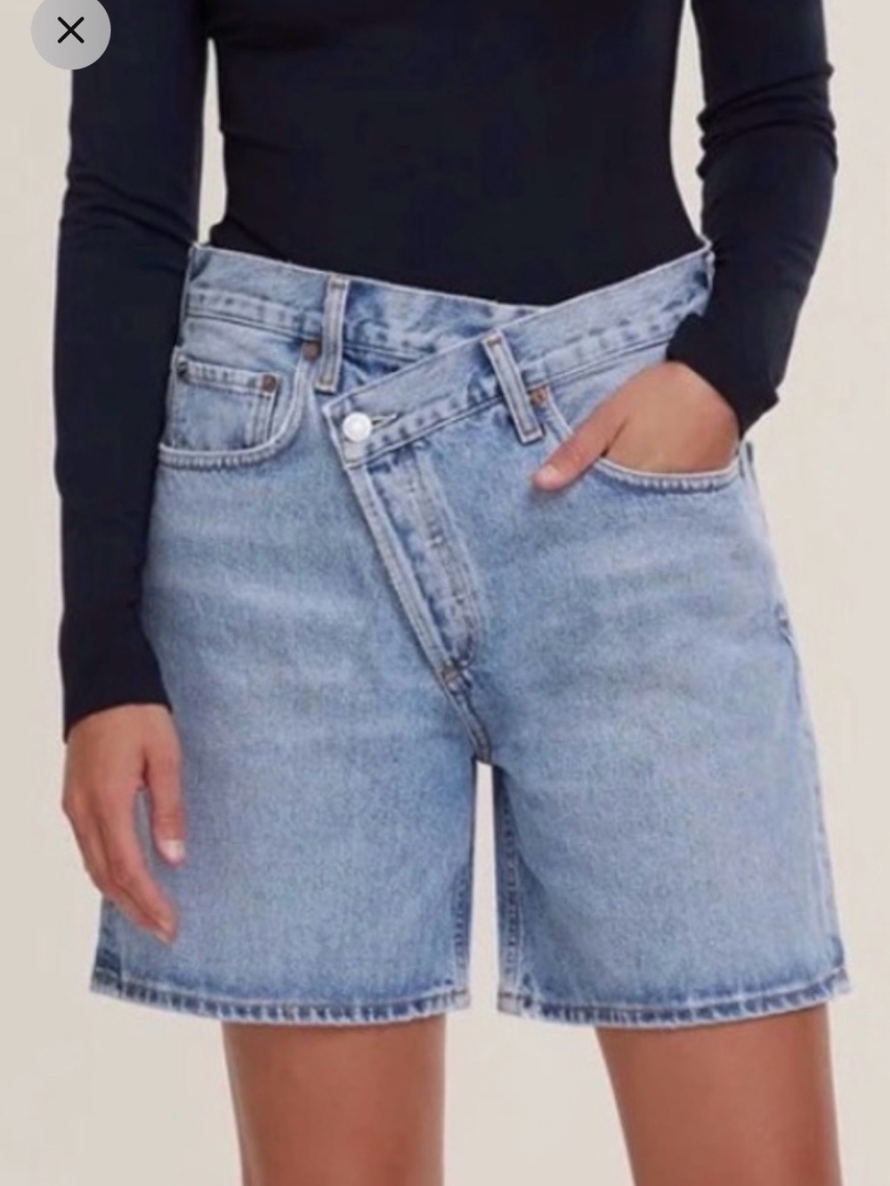 Weekday Light Blue Denim crisscross Shorts